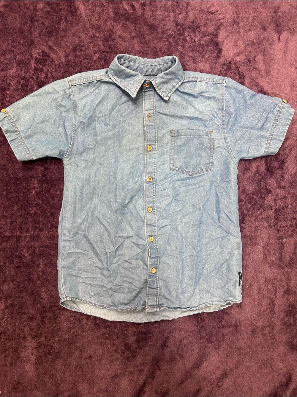 Ben Sherman Light Blue Short Sleeve Denim Button-Down Shirt